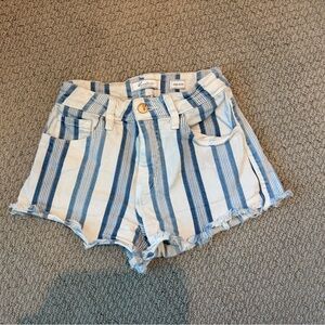 KanCan Blue and White Striped Jean Shorts